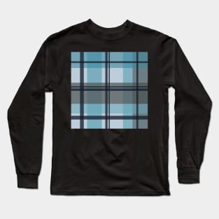 winter plaid in ice blue and navy seamless pattern Long Sleeve T-Shirt